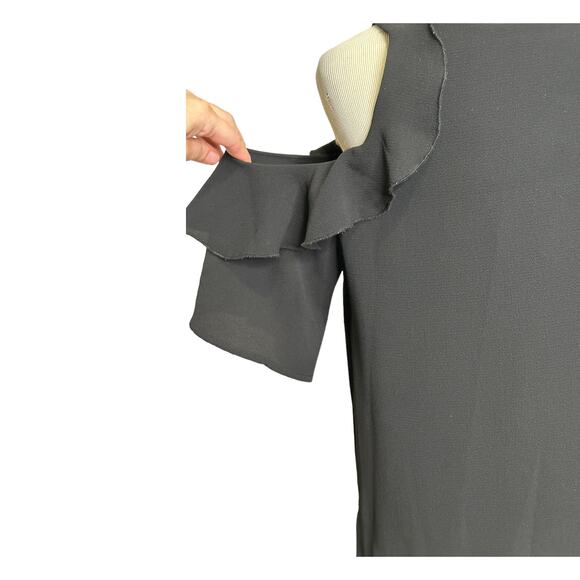 Charlotte Russe black cold shoulder ruffle sleeves blouse size small - Picture 9 of 11